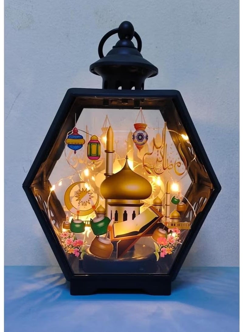 ىمارالد مصباح زينة LED من إميرالد رمضان كريم بتصميم مسجد إسلامي وقرآن كريم، بإضاءة دافئة، مصباح ديكور منزلي - Image 2